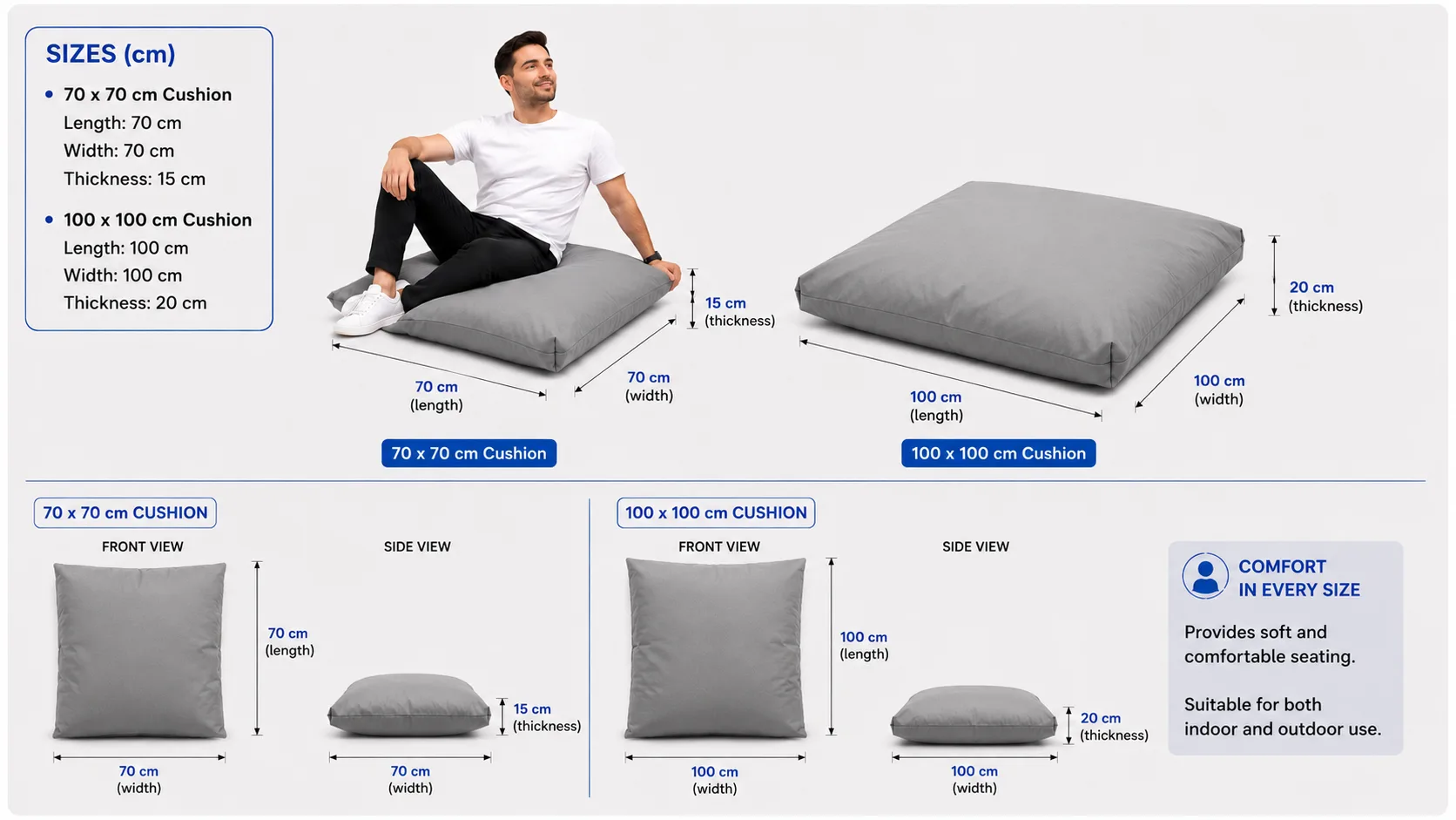Square Floor Cushion dimensions