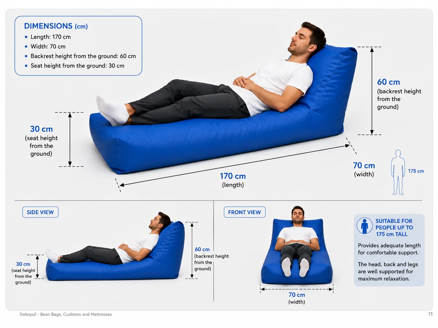 Bean Bag Lounger / Daybed dimensions